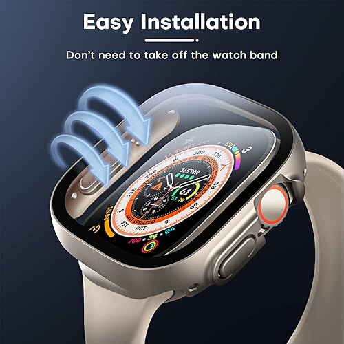 Miniatura 4 de TAURI Juego de 2 fundas rígidas diseñadas para Apple Watch Ultra de 49mm con protector de pantalla de vidrio templado 9H, sensible al tacto