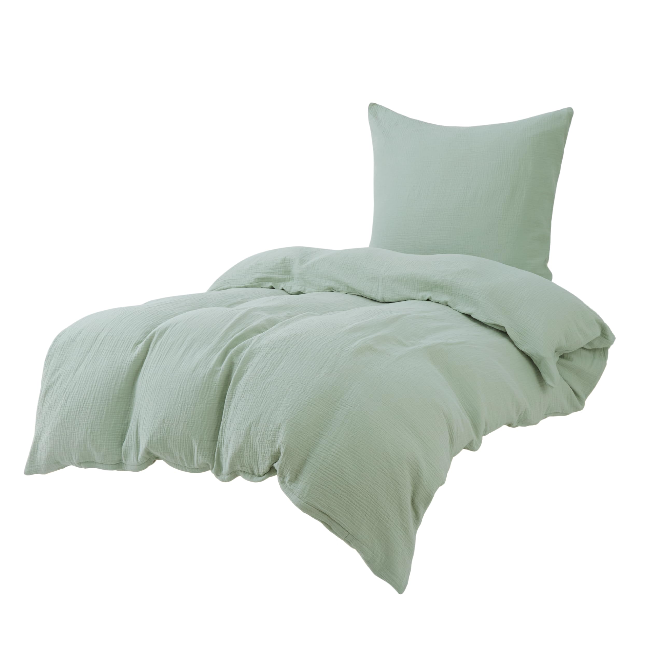 BEDSURE Musselin Bettwäsche 135x200 2-teilig 100% Baumwolle Oeko-TEX Zertifiziert Grün