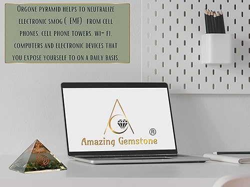 Miniatura 37 de Amazing Gemstone Pirámide de orgón grande Cristal de pirámide de turmalina negra oscura Pirámide de orgonita Pirámides de órgano Curación