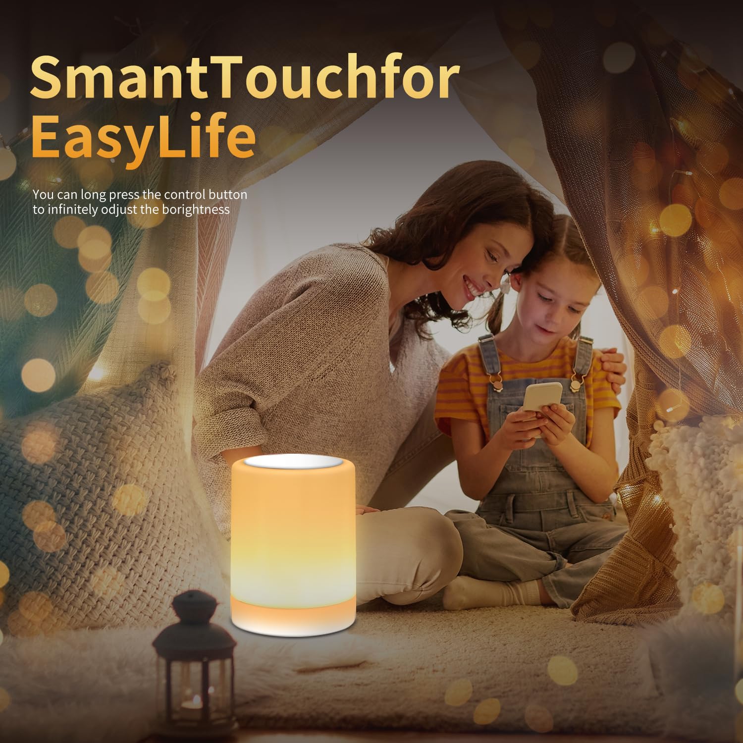 OORUN Touch-Nachttischlampe, 13 RGB-Farben & 5 Helligkeiten, USB-wiederaufladbare Schreibtischlampe, Fernbedienung, dimmbares Nachtlicht mit RGB-Farbwechsel, tragbare Lampe für Baby, Schlafzimmer