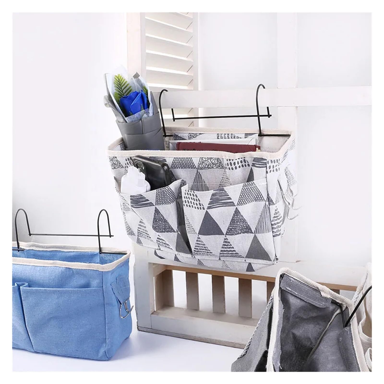 Organizador de Reposabrazos para Sofá Bolsa de Almacenamiento Colgante Multifuncional for sofá Junto a la Cama, for organización de dormitorios y Apartamentos(Blue)