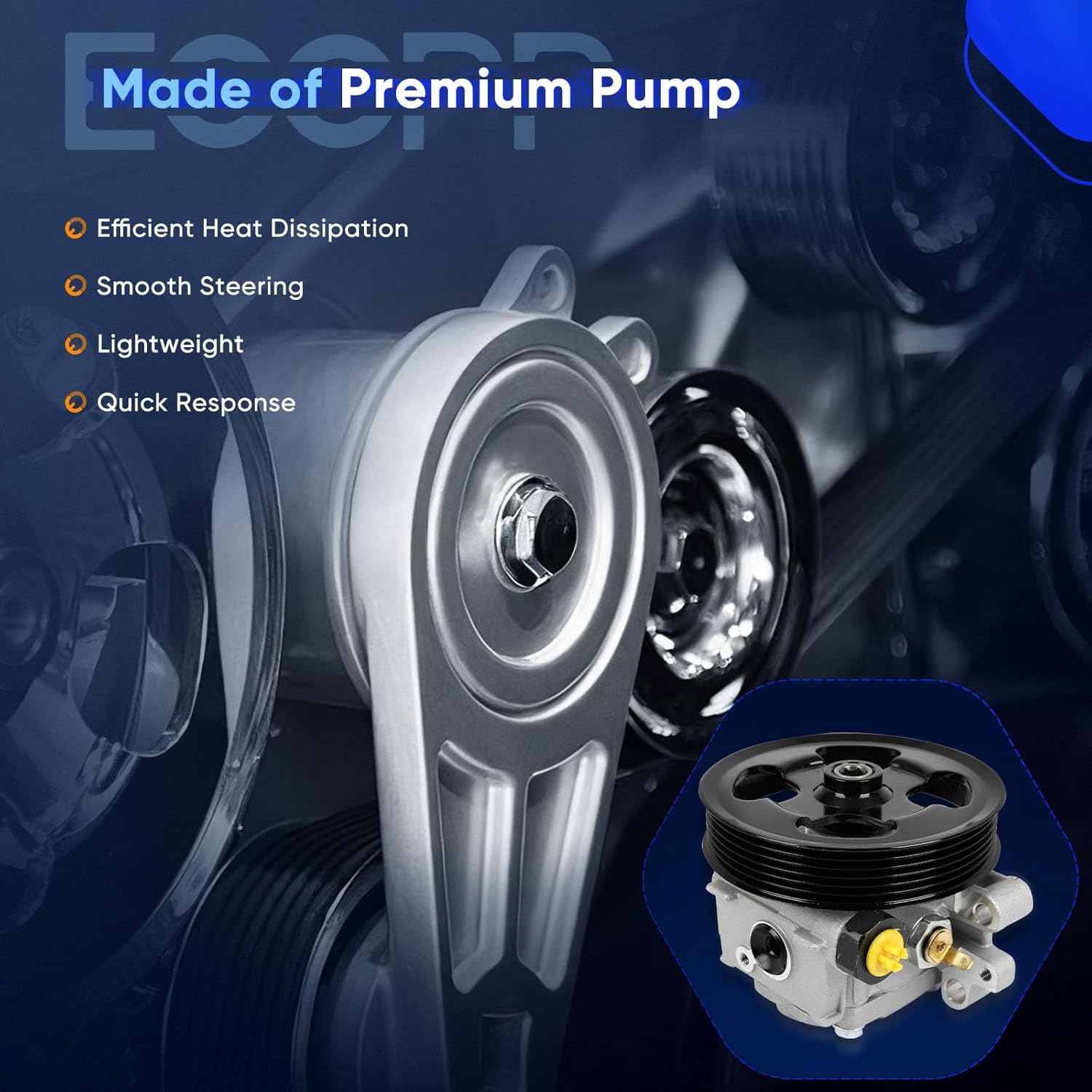 ECCPP Power Steering Pump with Pulley for Mazda 6 2009 2010 2011 2012 2013 L4 2.5L Power Assist Pump for 21-425