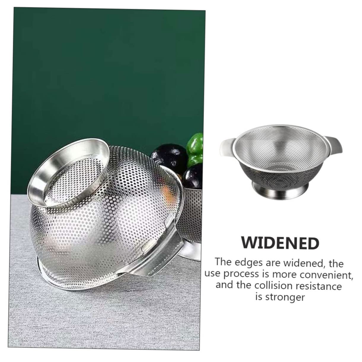 Escurridor de Cocina Redondo de Acero Inoxidable, Cesta