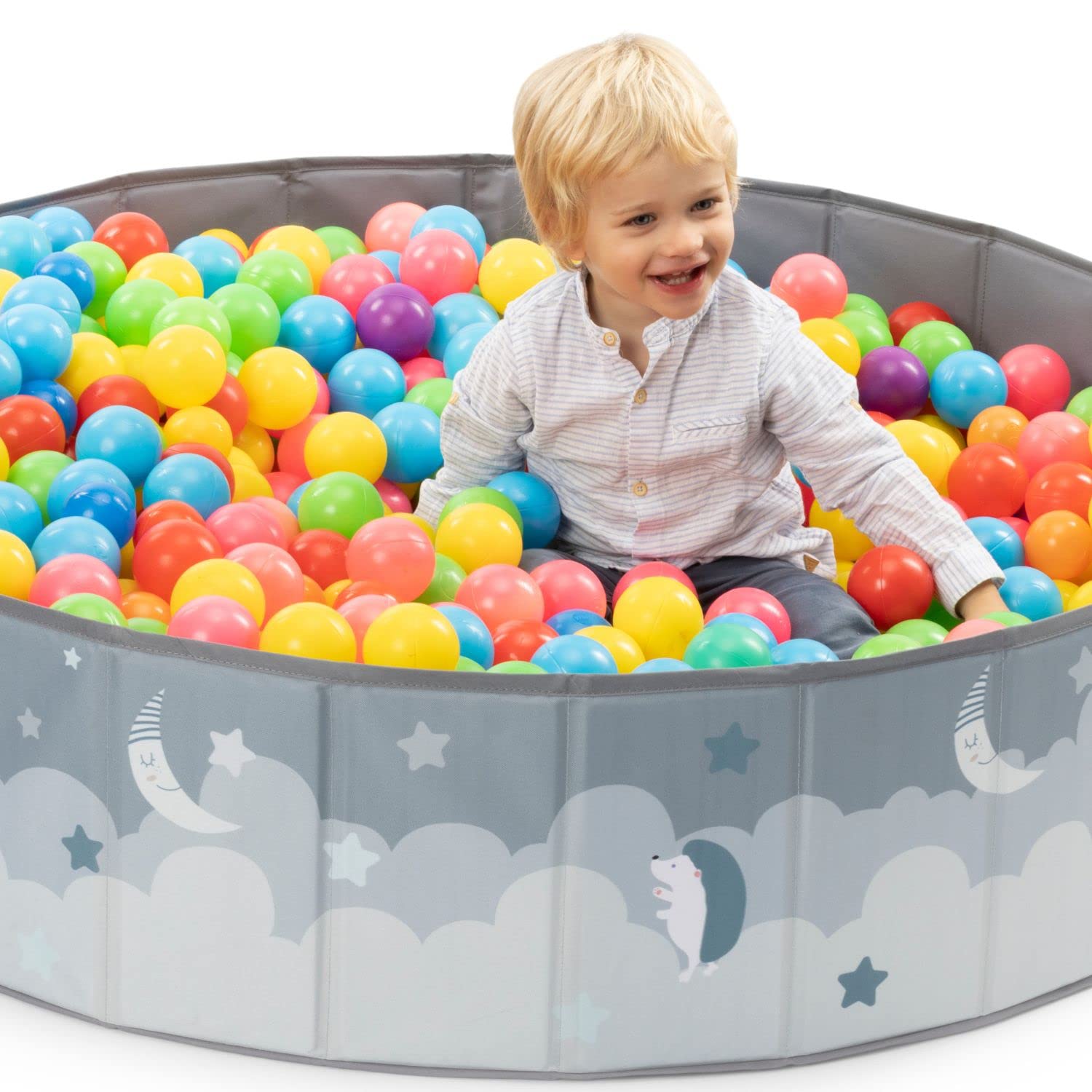 Piscina de Bolas para Niños- Parque de Bolas Infantil-Piscina Bolas Redonda para Bebés-Plegable y Portátil-Cubo Juguetes Interior y Exterior- (Bolas no Incluidas) (Sky, 80x26cm)