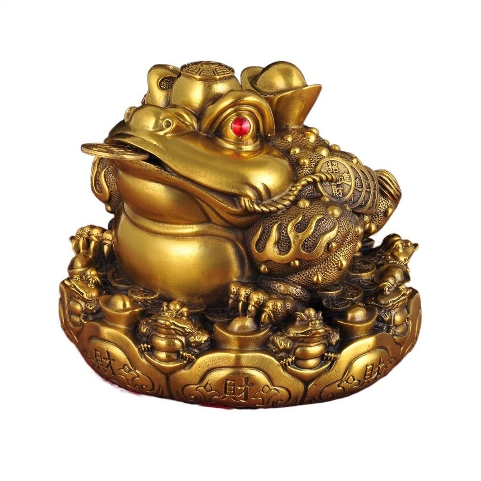 YNIYUJKL Feng Shui Buddha Statue Office Tabletop Decoration, Copper Three-Legged Toad Decoration, Fortune Attracting Feng Shui Sculpture Desktop Decoration Ornaments,size_name-M