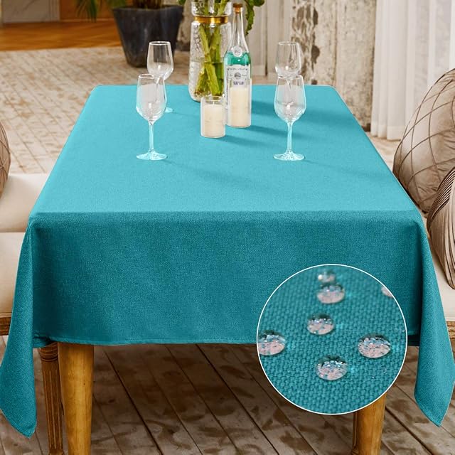 BALCONY & FALCON Rectangle Faux Linen Table Cloth, Washable Table Cover for Kitchen Dinning Tabletop Buffet Decoration, Wipeable Table Protector, Large Oblong Tablecloths