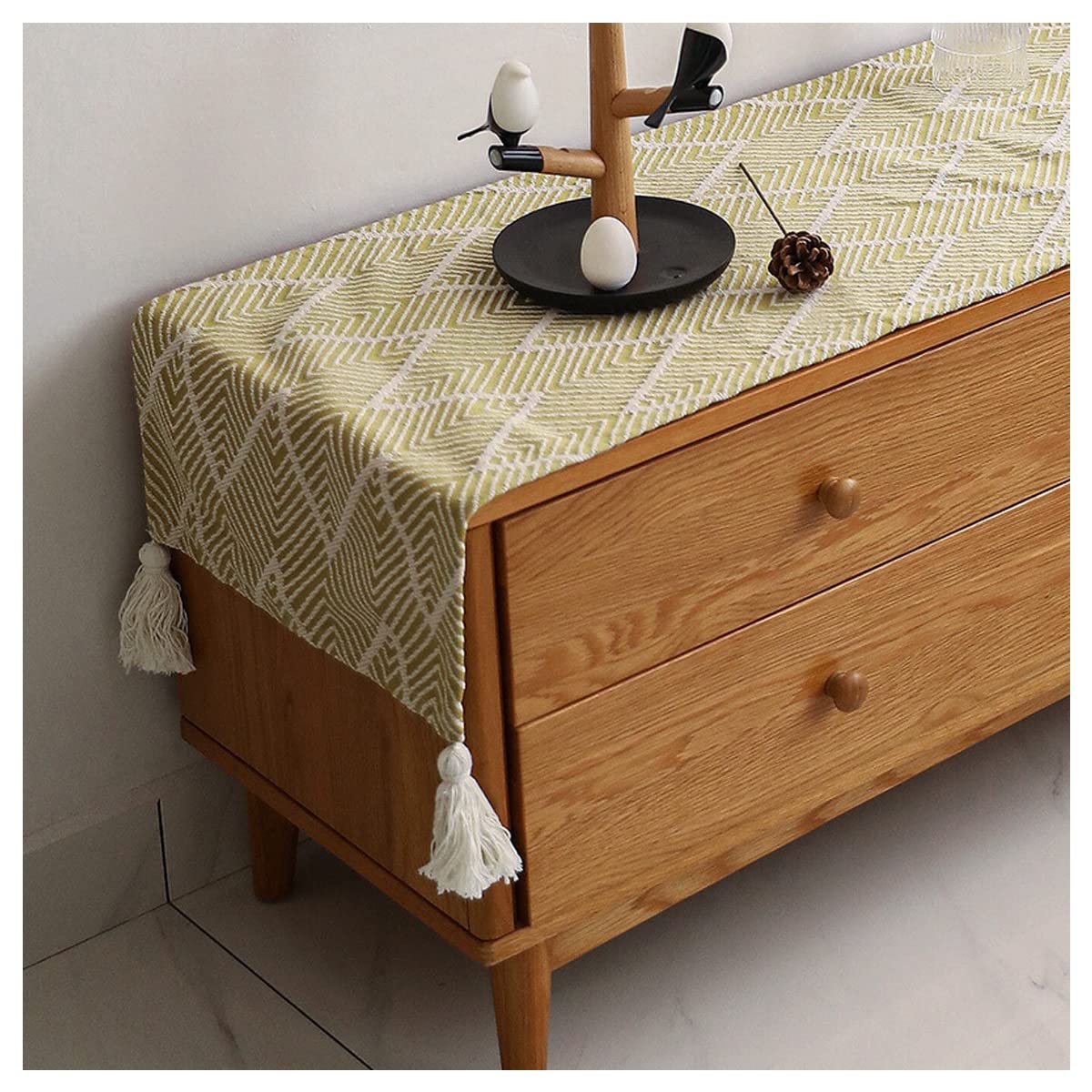 Runner da tavola in cotone e lino, stile rustico, lavabile in lavatrice, decorativo, per mobile TV, tavolino da caffè, letto, 30,5 x 240 cm
