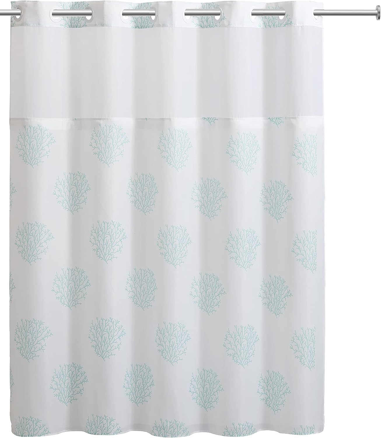 Hookless Ocean Coral Reef Shower Curtain with Peva Liner