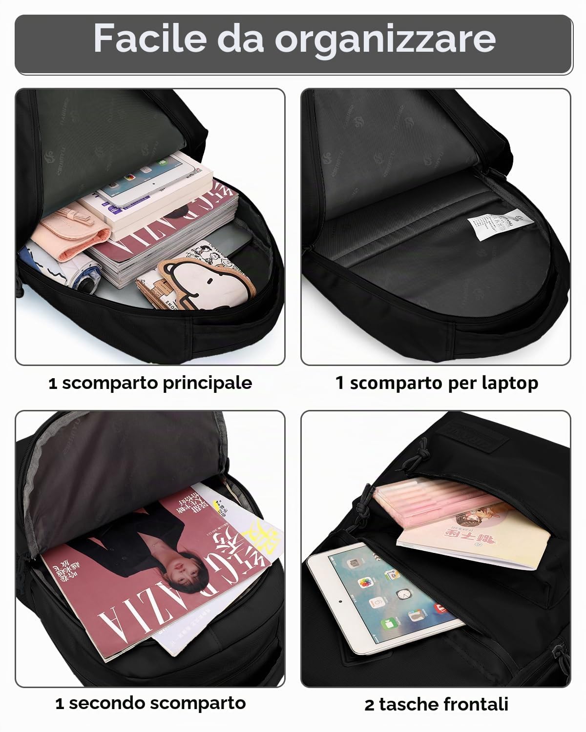 Tanou Zaino Trolley Scuola Elementare e Media, Zaini per Bambini Ragazzi con Carrello e Maniglia Telescopica, Zaino Scuola Trolley a 6 Ruote Staccabile, 25L