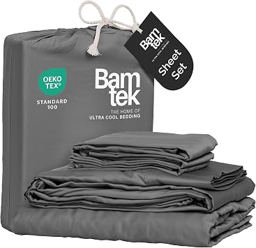 Viscose Bamboo Sheets King Size 4PC Set - Cooling Sheets for Hot Sleepers with Moisture Wicking Technology - Silky Soft 18 Inch Deep Pocket - Steel 76"x 80"