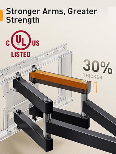 Miniatura 3 de Perlegear Soporte de pared para TV de movimiento completo con certificación UL para televisores de 42 a 85 pulgadas de hasta 132 libras, soporte de