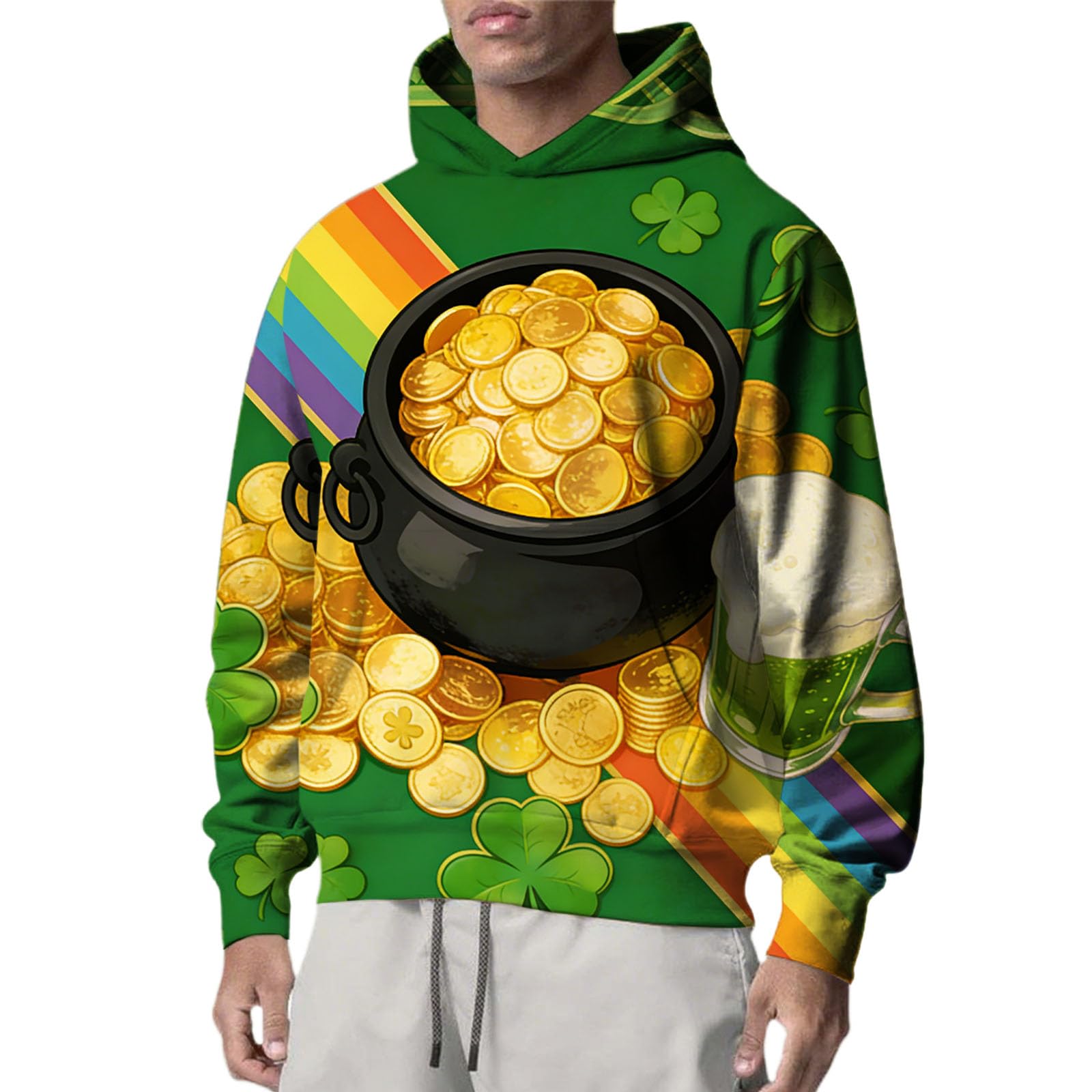 Ropa Protección Solar Camiseta del Día De San Valentín para Niños, Sudaderas con Capucha Manga Larga, Atuendo, Irlandesa Divertida Top Hombre (Black, S) Mangas Proteccion Camisa Corta