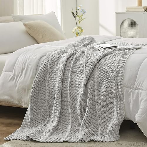 Miniatura 6 de Amélie Home Manta de punto de felpilla con diseño de cheurón para sofá, manta suave decorativa con textura acogedora para sofá y silla, 60 x 80