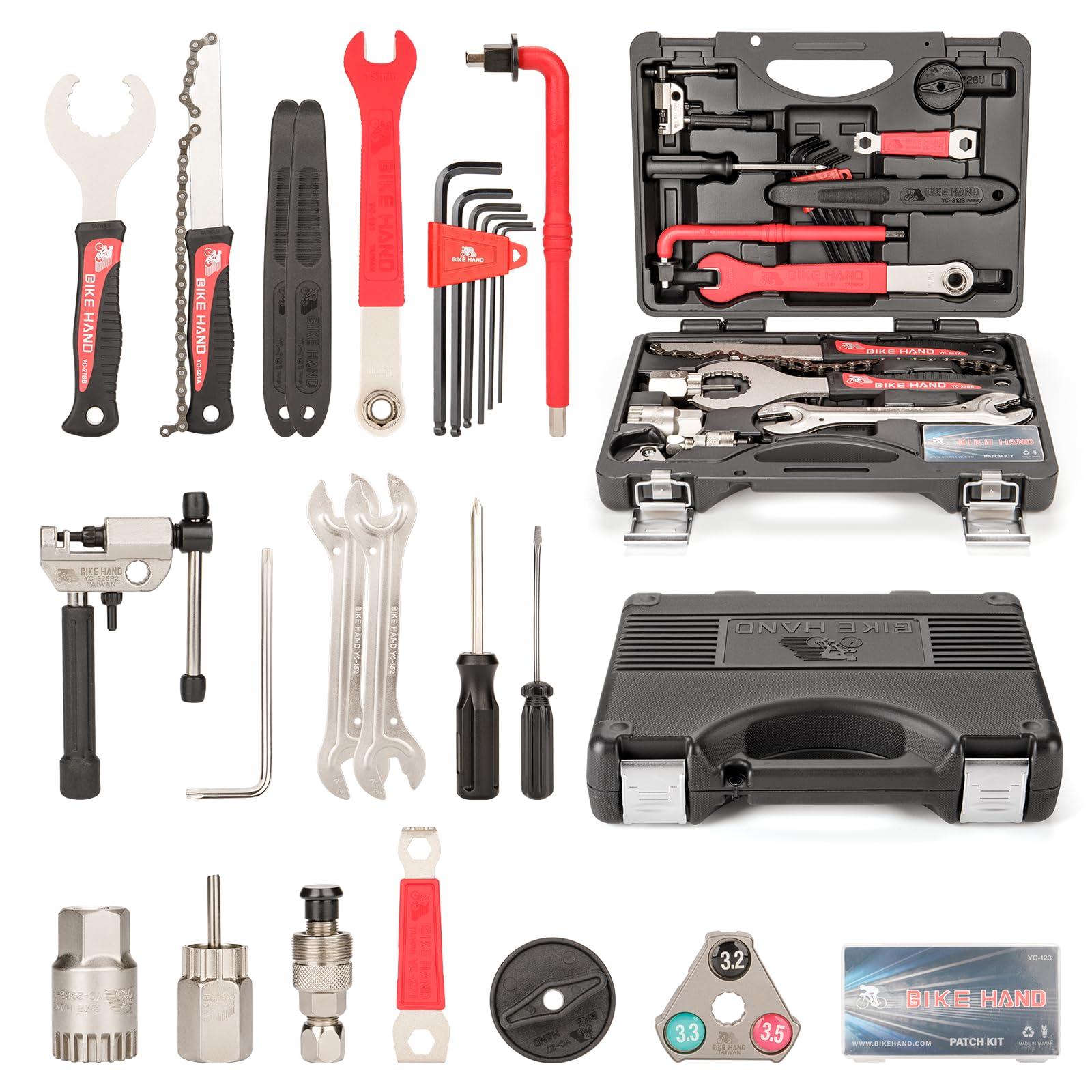Bike Hand Black/Red Bicycle Tool Kit Professional Repair Kit With Chain Tool Wrench And Accessories
