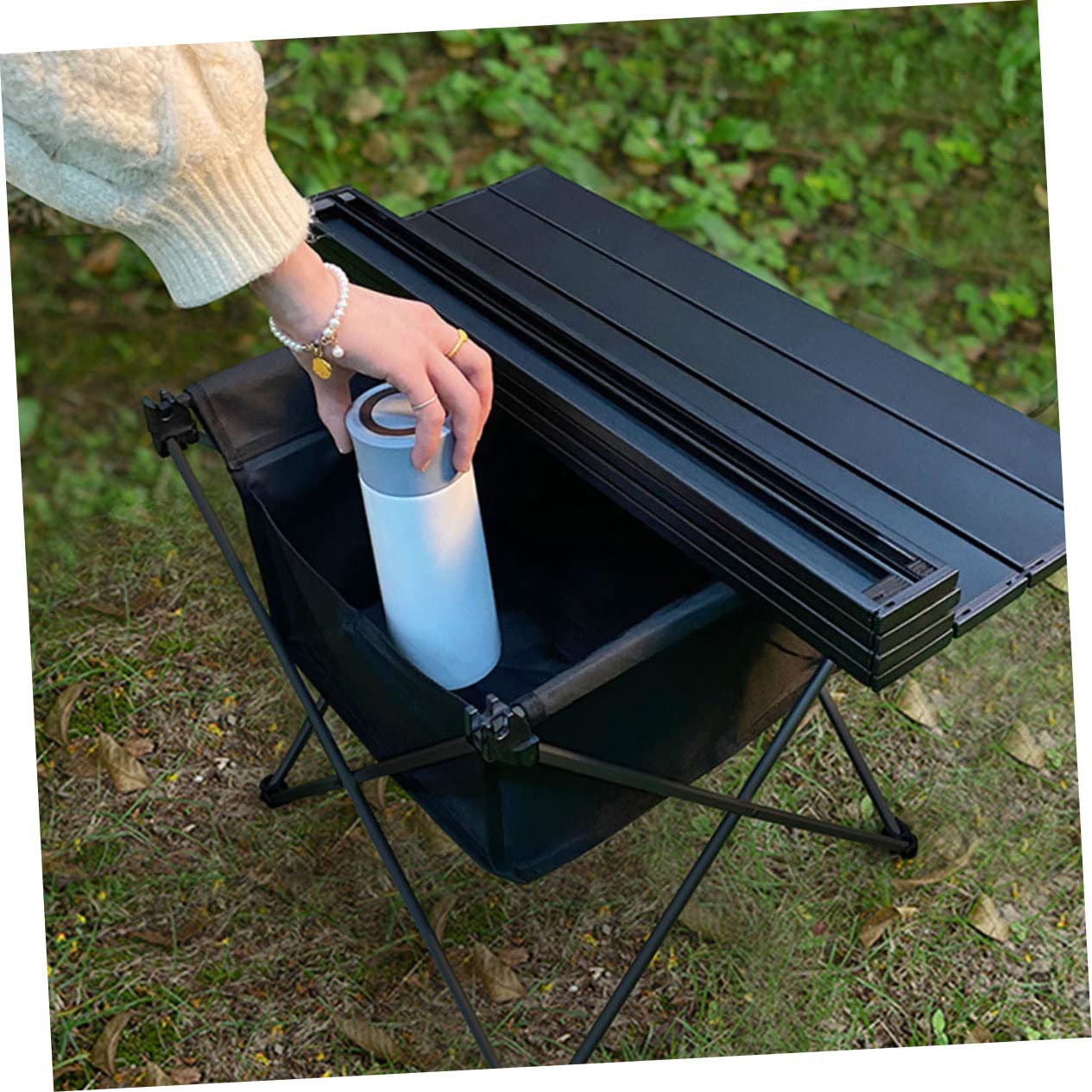 Mikinona Portable Folding Desk for Camping Lightweight Collapsible Outdoor Table Easy Setup for Picnics Bbqs Travel Beach Activities Multi Functional Design with Storage