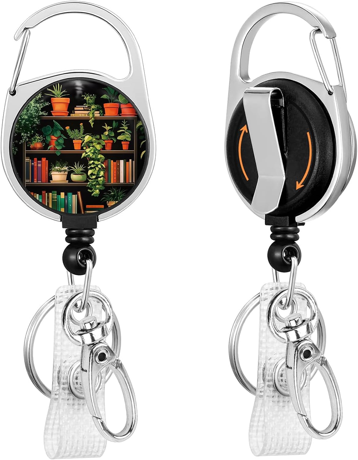 Gctriki Bookshelf Retractable Badge Reel, Cute Work Badge Holder Clip