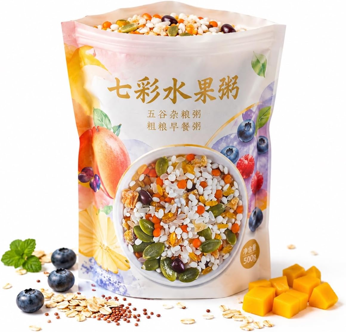 500 g Kolorowej Mieszanki Owsianki Zbożowej Owocowej Naturalne Mieszanki Śniadaniowe Congee