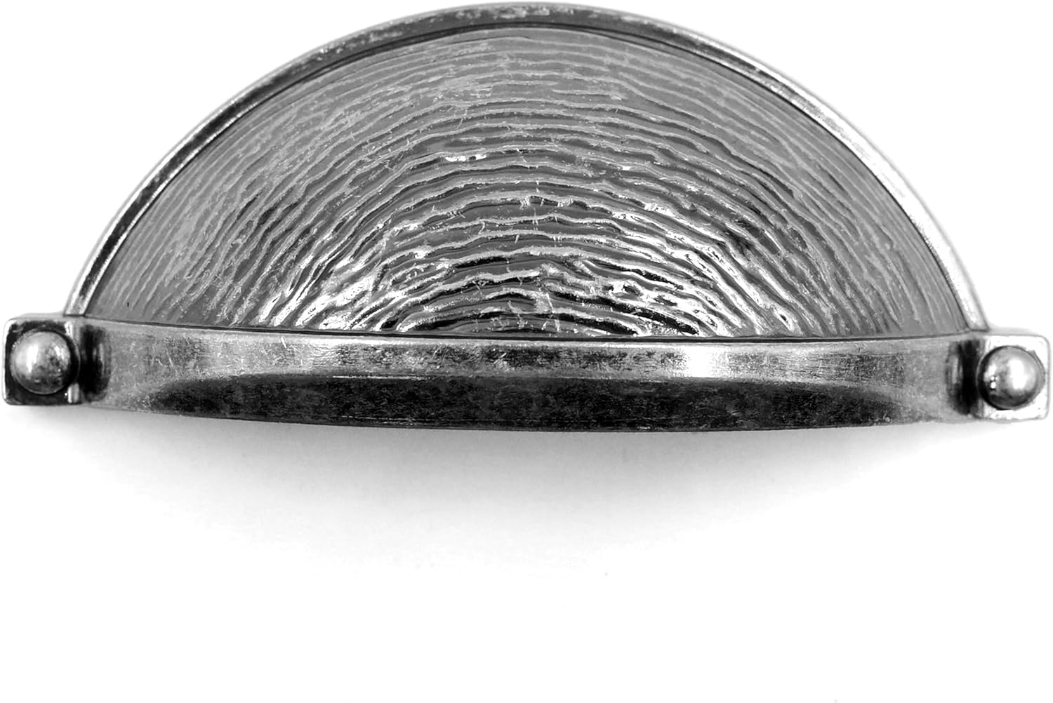 JETLAND Cabinet Hardware Cup Pulls - 6 Pack, Aged Silver Molten Texture, 3" Hole Centers, Vintage Pulls for Drawer Dresser Nightstand, CP0802OS076