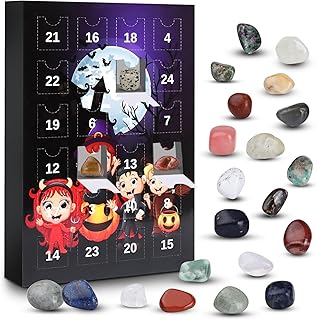 Advent Calendar 2023 Rocks, Halloween Advent Calendar, 24 Days Natural Crystal Agate Stone Minerals & Fossils Advent Calendar, Crystals Christmas Calendar Rock Collection Countdown Calendar (Multi)