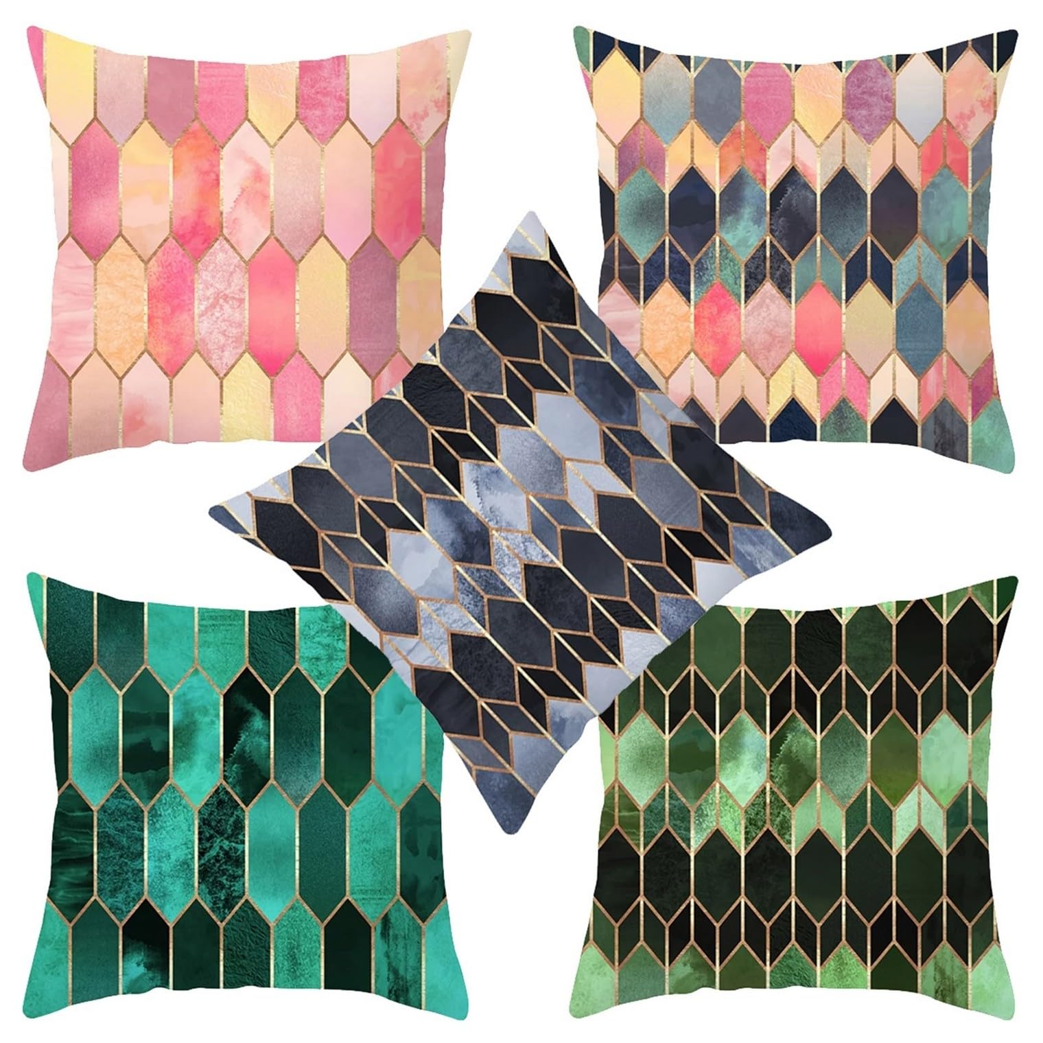 Housse de coussin de velours de qualite superieure aux motifs geometriques