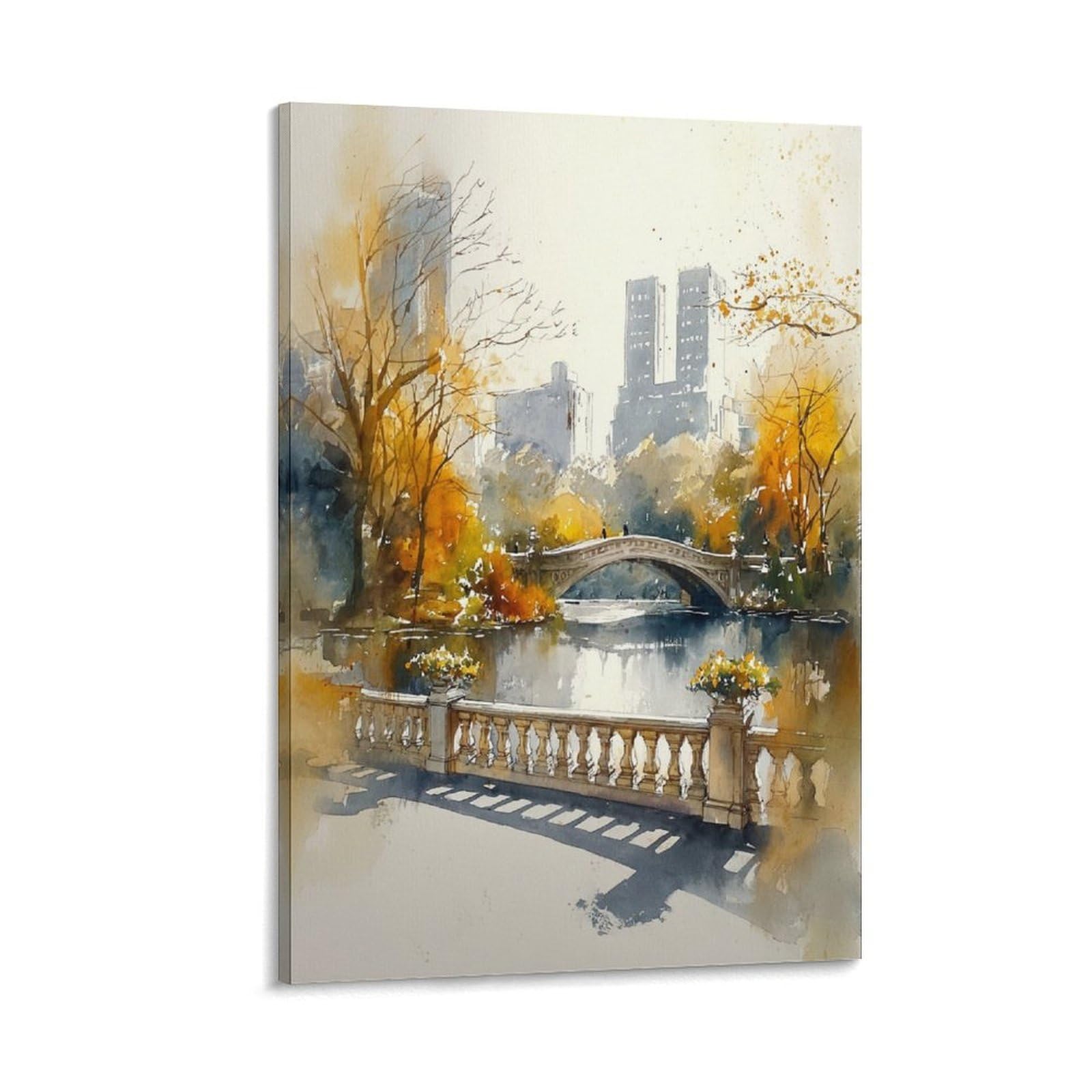 XWYMXZ Lake Eola Park Watercolor Painting Travel Poster 24x36inch(60x90cm) Vintage Watercolor Canvas Art