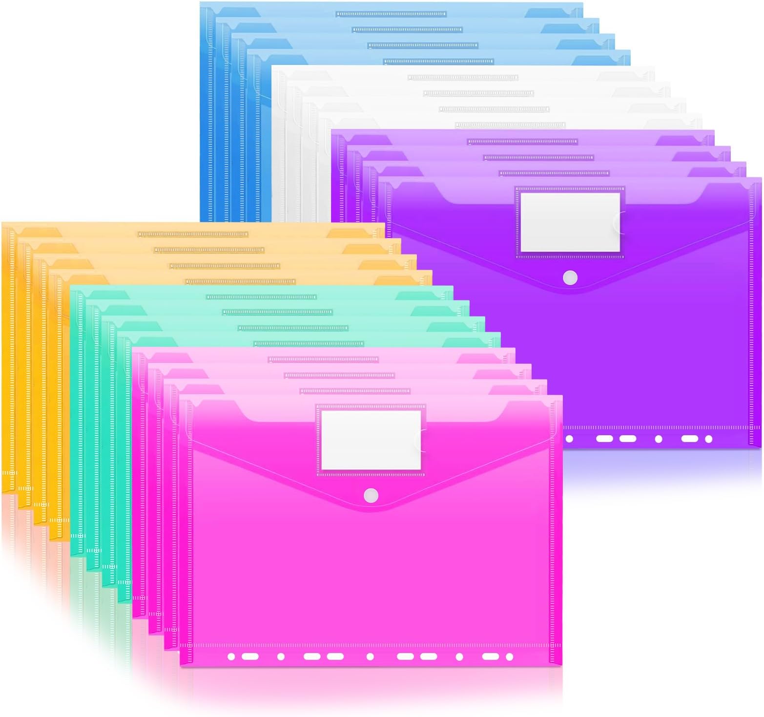 TECDW Lot De 6 Pochettes A4 En Plastique Transparent Avec