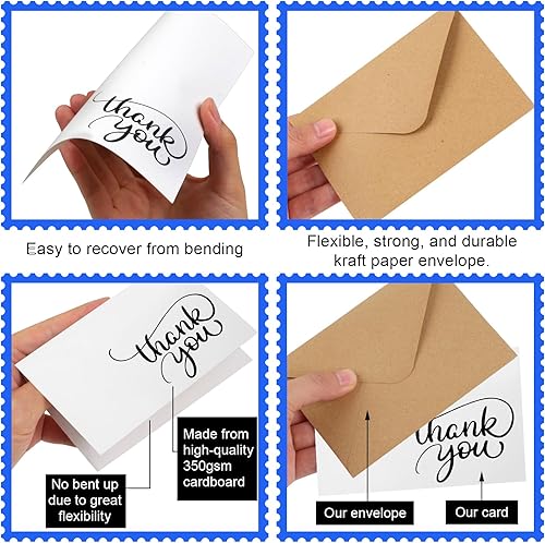 Vista 3 de Joyberg 34 tarjetas de agradecimiento para baby shower con sobres de 3.5 x 5 pulgadas, notas de agradecimiento en blanco oscuro con sobres, sobres
