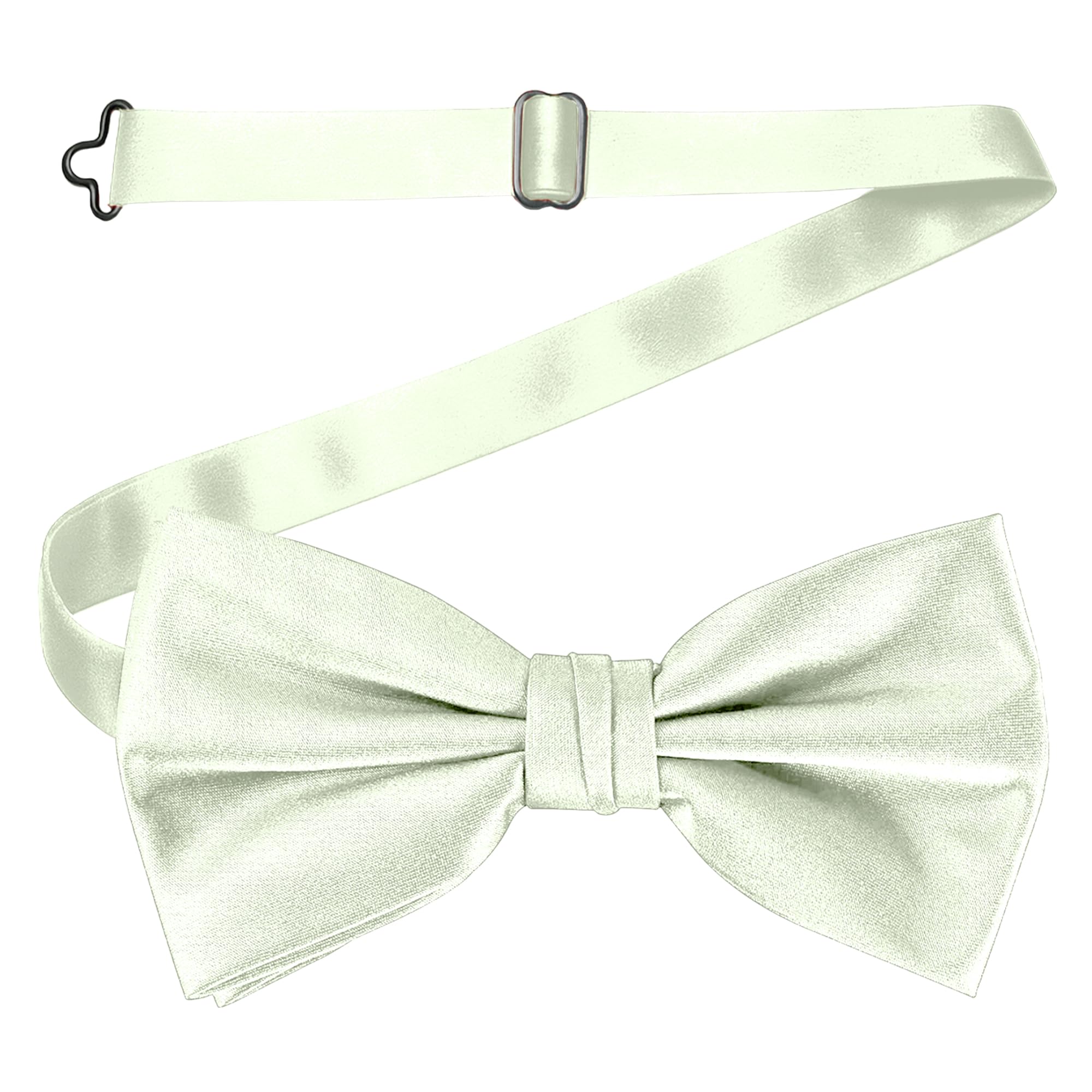 WedDecor Classy Pretied Adjustable Bow Tie Satin Butterfly Neck Stylish Bowtie Solid Colour Tuxedo Men Women Kids Formal Casual Fashion Accessory, Ivory