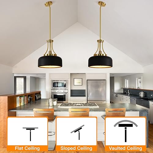 Miniatura 4 de Lámpara de iluminación de granja nórdica de 13.8 pulgadas, lámpara de techo industrial moderna, altura de tubo recto ajustable, color cobre