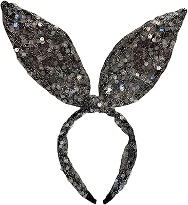 Black Extra Large Rabbit Ear Hair Band Bling Sparkling Headwear Clip Party Festival Stage Props Headband