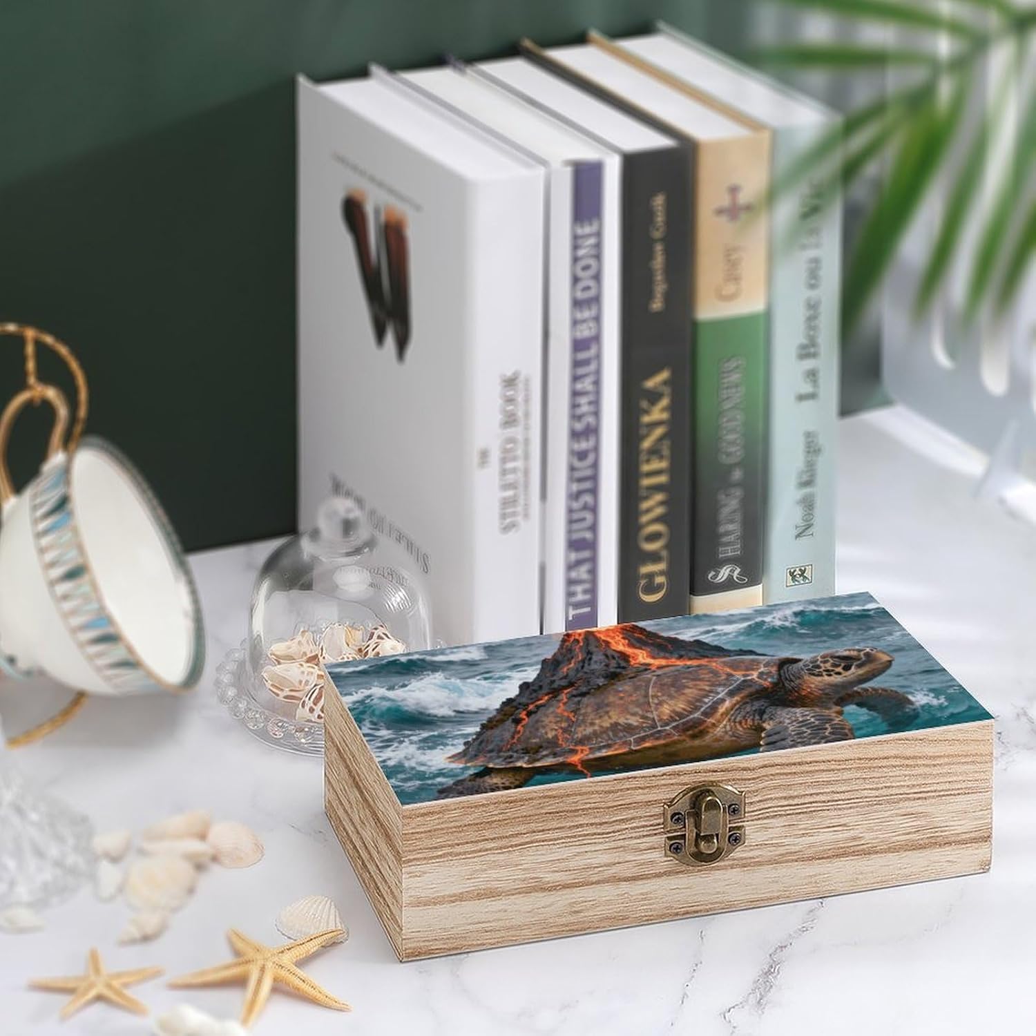 Volcano Turtle Shell Wooden Decorative Storage Box Jewelry Box image 4