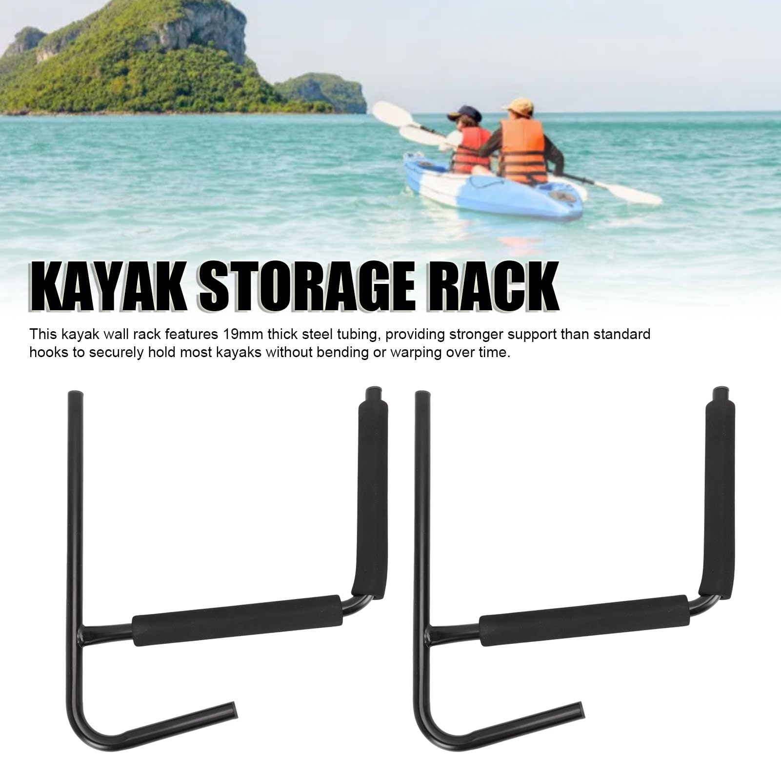 Kajak-Aufbewahrungsregal, Wandhalterung, Robuste Haken für Kanu-Surfbrettleitern, Schwarz, 2 Stück