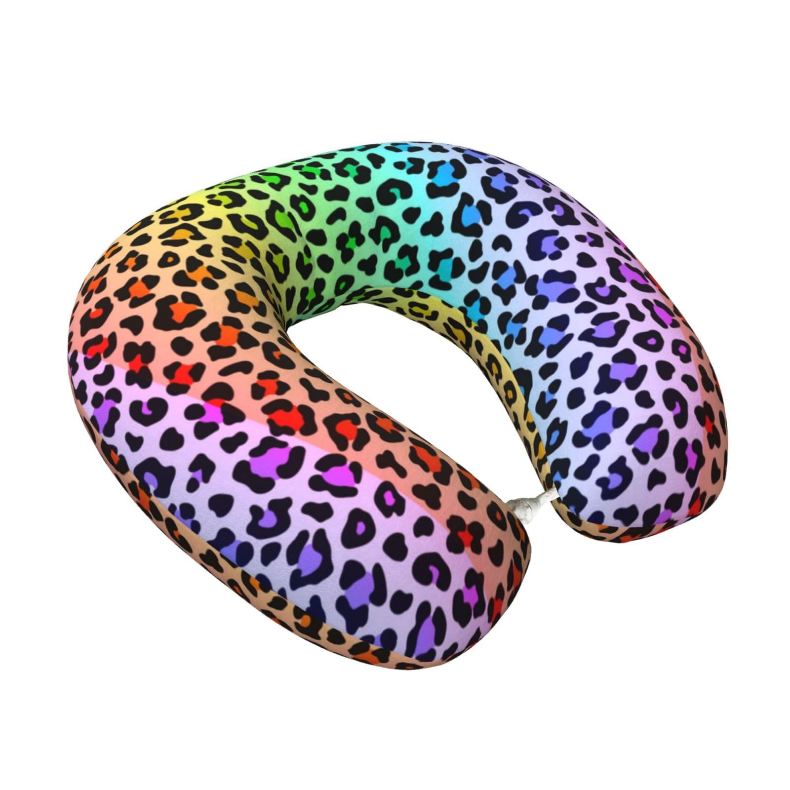 LKYMOH Leopard Spotted Fur Pattern With Multicolor, Travel Neck Pillow U-Shaped Memory Neck Support Soft Comfortable With Washable Cover For Airplane Car Traveling and Office
