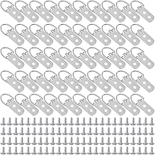 50 Pieces Picture Frame D Rings Metal Picture Hooks D-Rings Picture Hanger Hooks Double Hole Hanger Hooks with Screws for Hanging Watches, Paintings, Mirrors