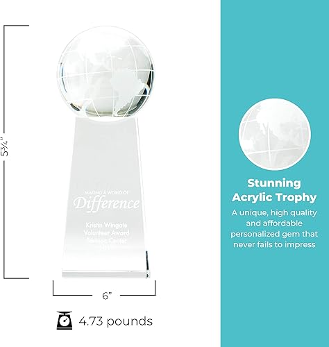 Miniatura 7 de Trofeo grabado  Cristal ejecutivo  Globo señorial en base rectangular  Viene en caja de regalo  Premio para empleados