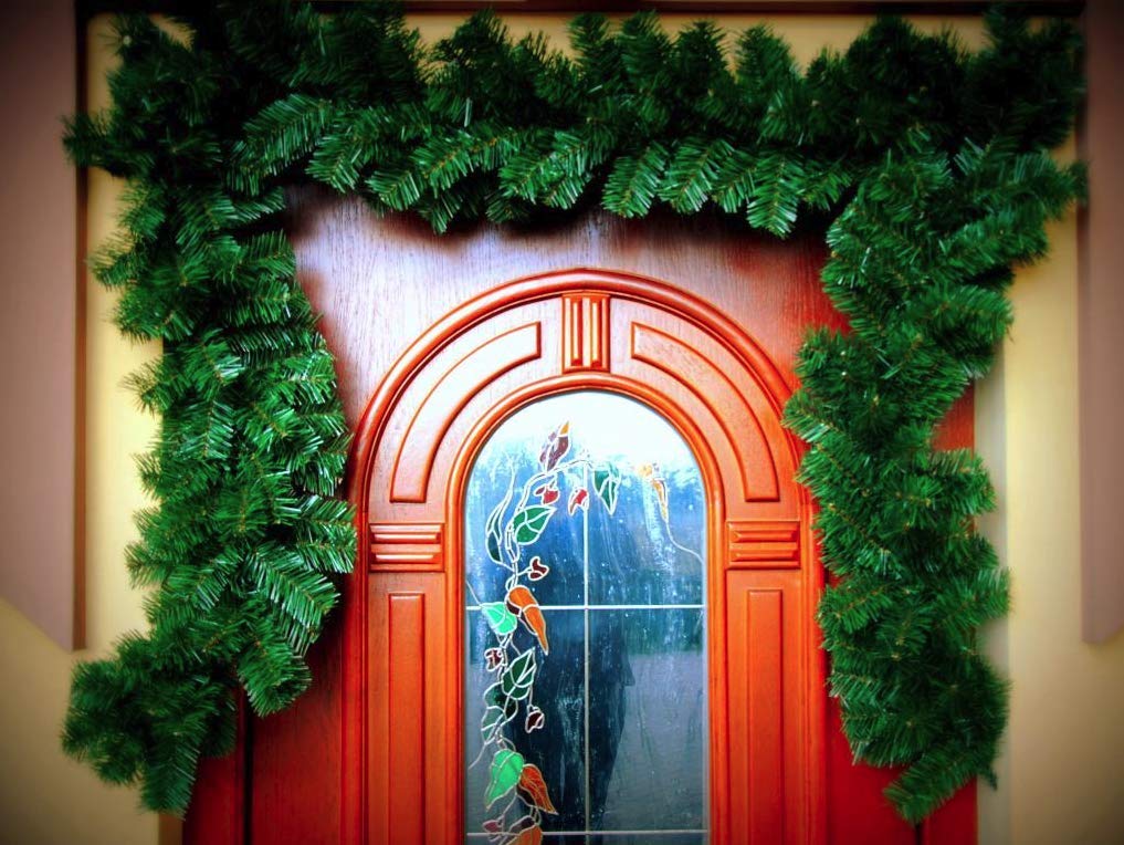 Dekorative Weihnachtsgirlande Künstliche Tannengirlande in Grün/Weiß 3/6/9 Meter Weihnachtsdeko Grasgirlande für Innen- und Außenbereich (Grün 6 Meter)