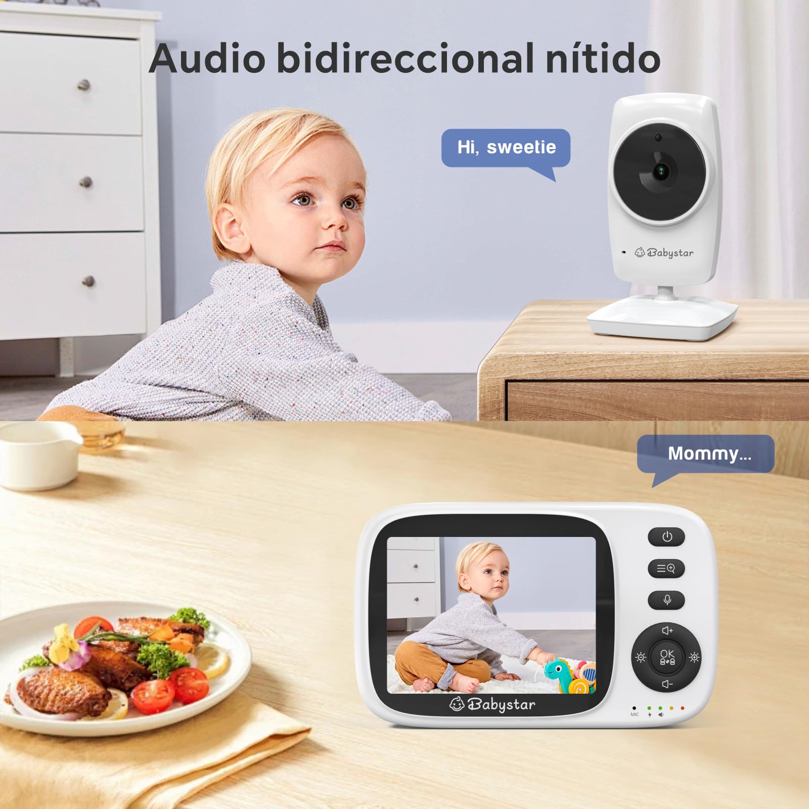 Babystar Camara Vigilancia Bebe Vigilabebes con Camara, 3.2" HD