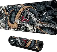 Mouse Pad Gamer Speed Extra Grande Profissional 70x35 x3mm Bordas Costuradas e Base Antiderrapante Dragão Azul Premium
