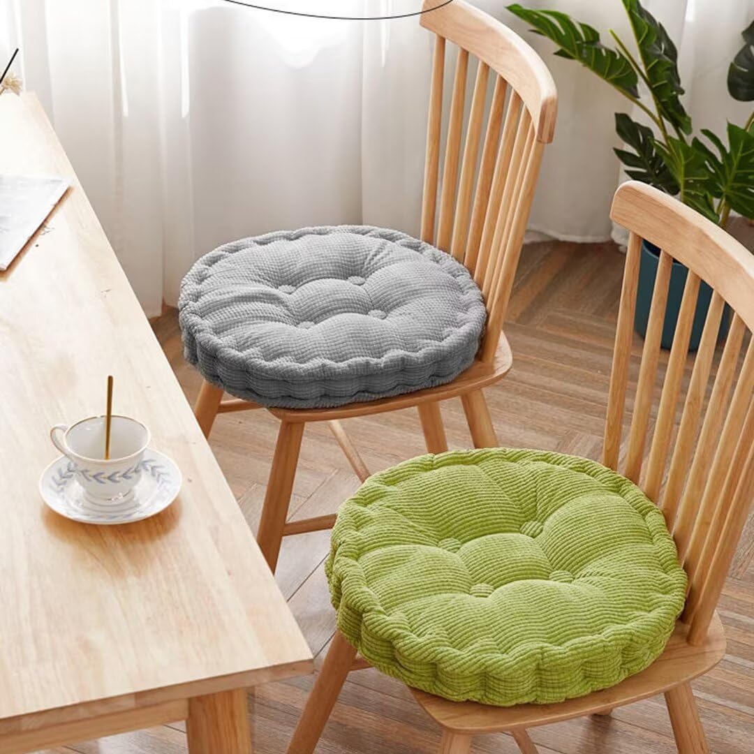 Grube okrągłe poduszki do siedzenia na zewnątrz, zestaw 2 szt. 45 x 45 cm, czerwone podkładki na krzesła do ogrodu, na patio, krzesła i ławki, podkładki stołowe, do futra na zewnątrz
