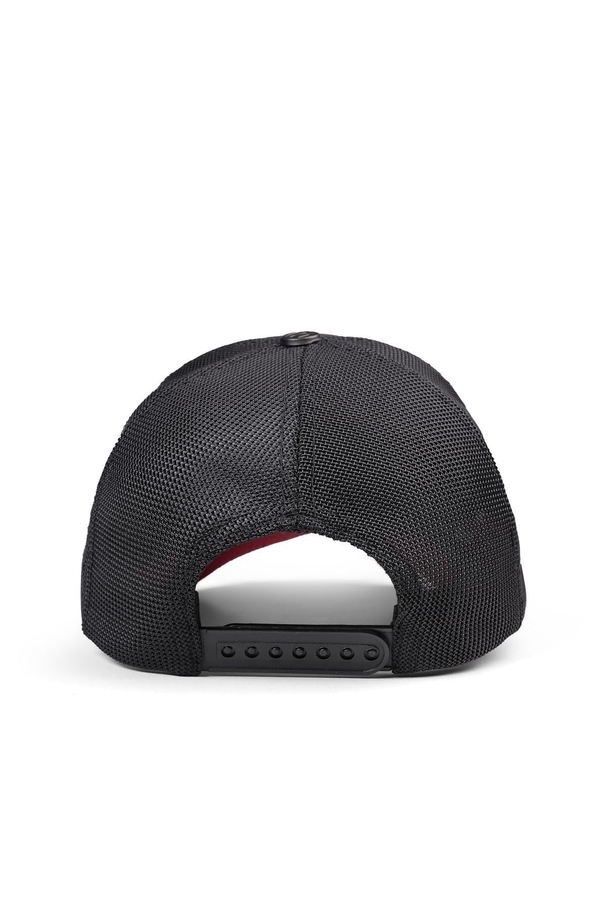 Gorra de Trucker Premium Rojo - Negro con Parche Oso Boss