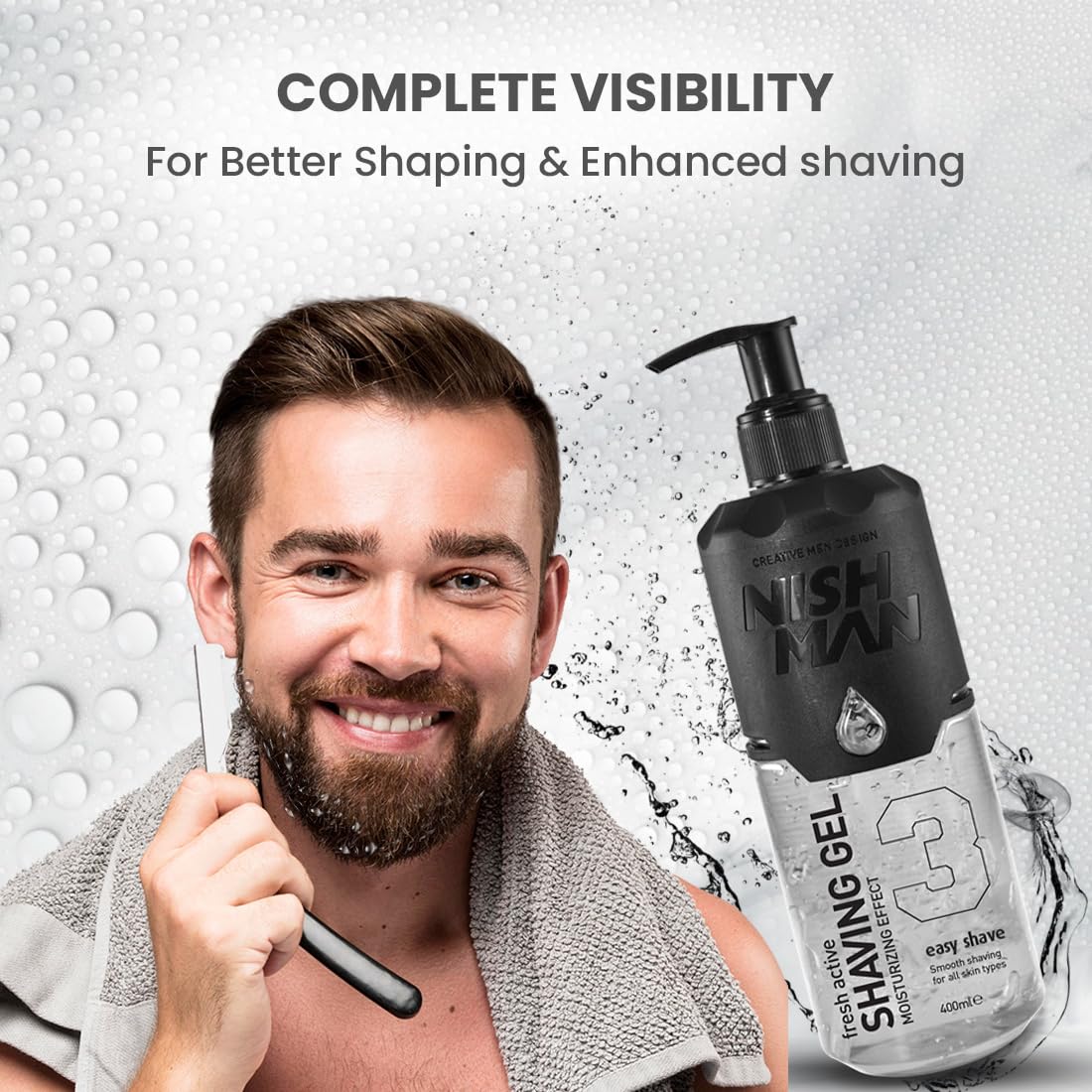 Nishman Fresh Active Easy Shave | Moisturizing Effect | Non Foaming Shaving Gel | Dermatologist Tested | All Skin Type | Vegan, No Sulfates, Parabens or Silicones | 400 ML - Image 2 thumbnail