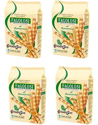Grissin Bon "Fagolosi" Salted Italian Breadsticks, Rosemary Taste - 8.45oz250g Packages Pack of 4