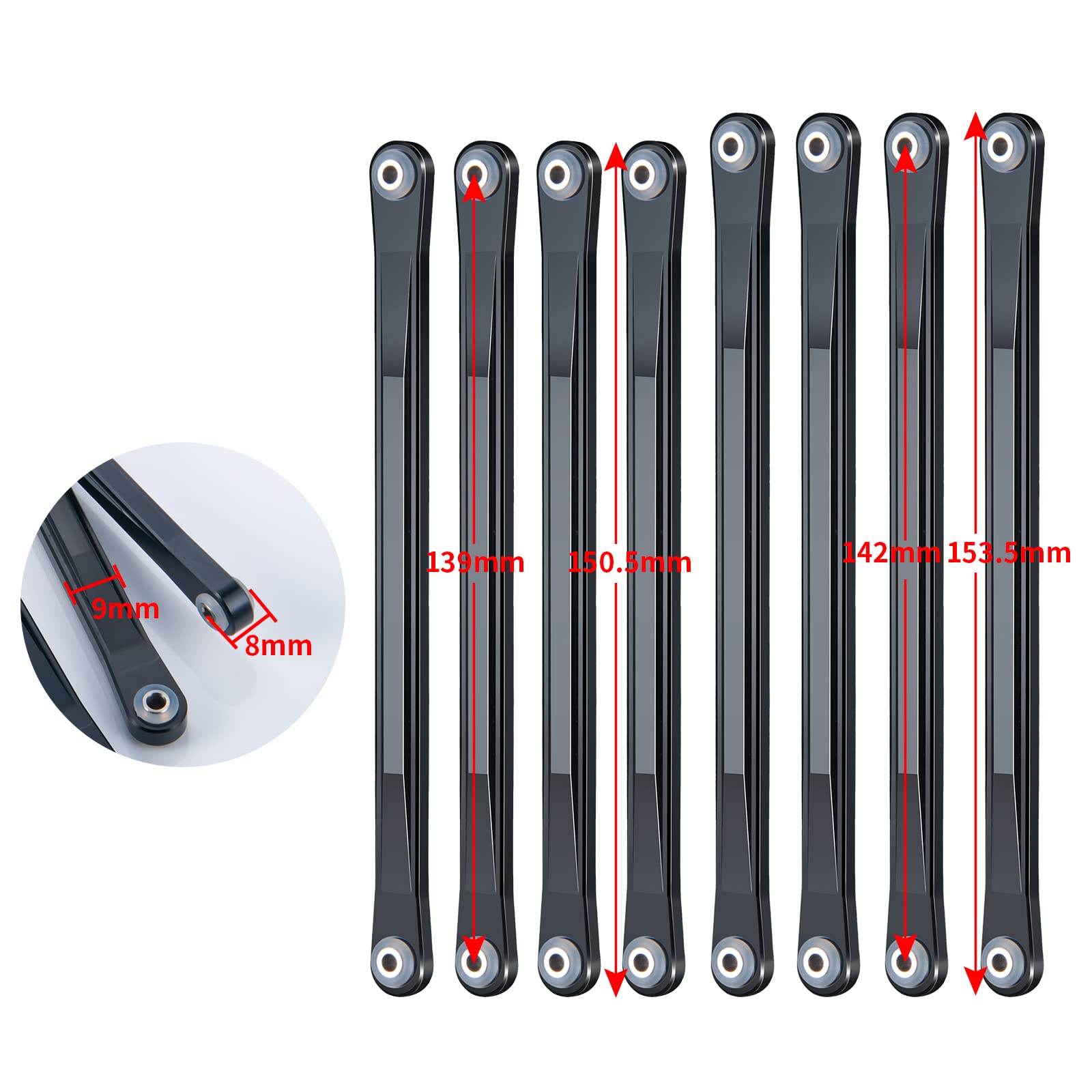 JGGZONE 8pcs Metal Chassis Linkage Rod Set Upper & Lower Suspension Links for 1/8 LOSI LMT RC Crawler Car Pull Rod Link Linkage Tie Rod Kit Upgrade Parts Accessories