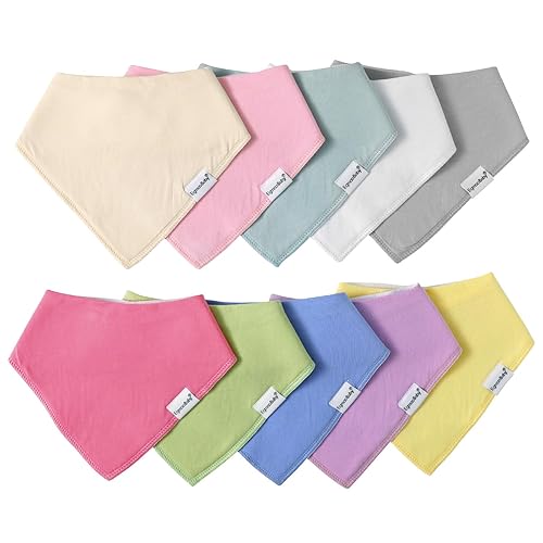 Miniatura 15 de Baberos tipo bandana para bebés para niños y niñas, súper suaves, unisex, paquete de 12 baberos de algodón orgánico absorbentes para dentición y