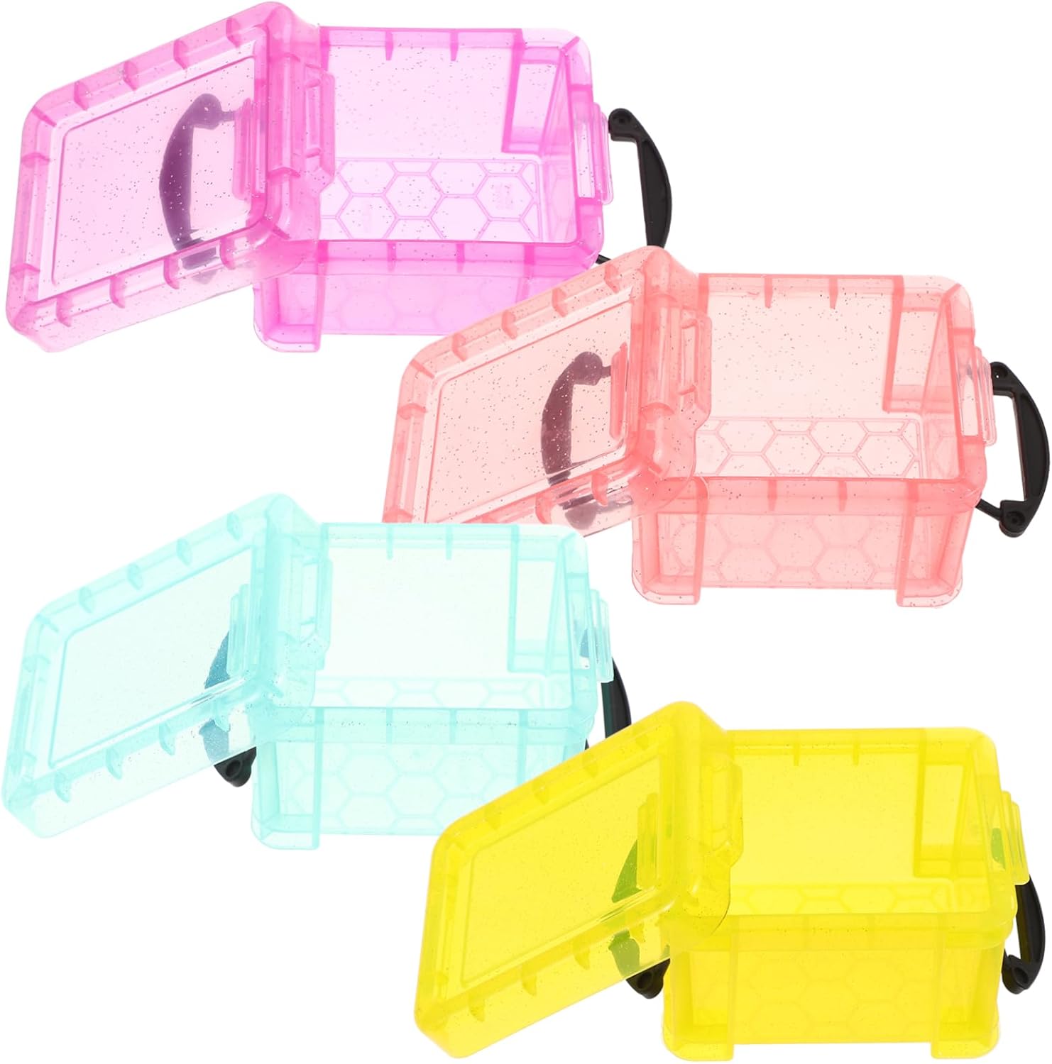 4pcs Mini Storage Organizer Box Candy Jewelry Case Lids for Desktop Makeup Small Accessories Cute and Practical Storage for Bathroom Bedroom