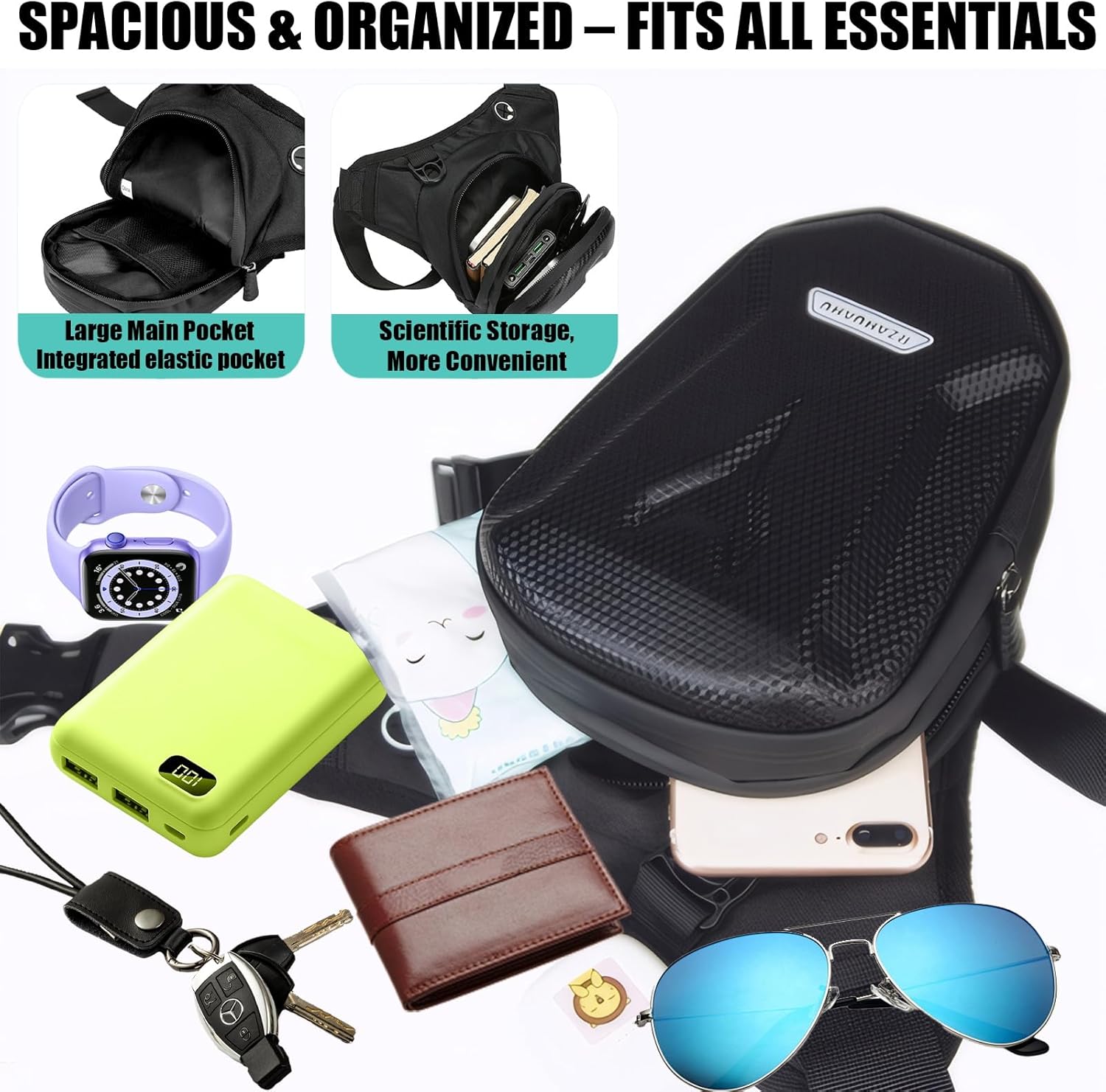 Motorcycle Leg Bag, Thigh Bag for Riding, Drop Leg Pouch for Men & Women–with Removable Straps, Waterproof Fanny Pack, Phone Purse–Travel Hiking Cycling Outdoor,Black - Image 5