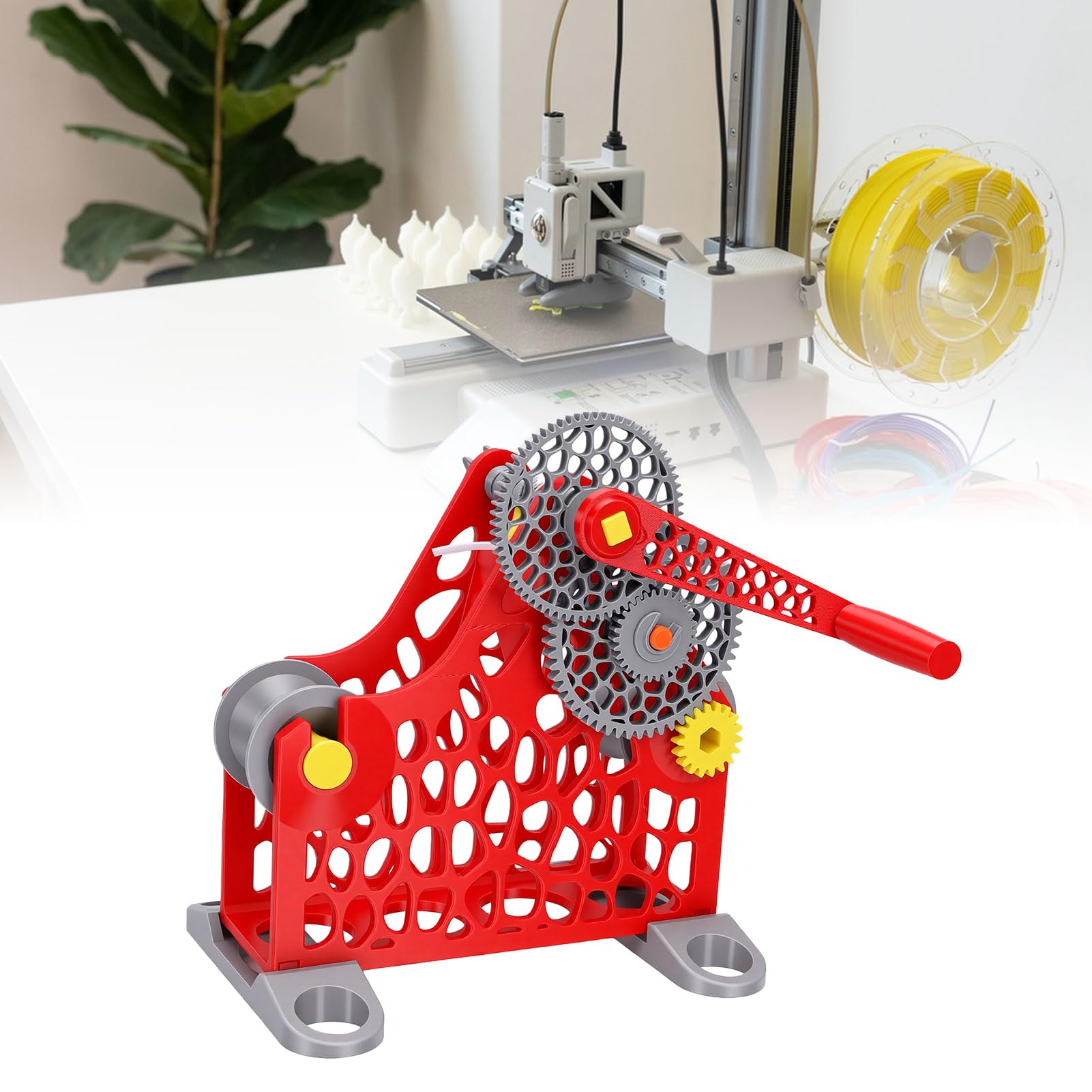Ręczna Zwijarka do Filamentu 1 Kg do Druku 3D, Czerwona | Wymienny modułowy nawijacz szpul filamentowych, maszyna do przewijania filamentu 3D, łatwe nawijanie do druku, przenośny
