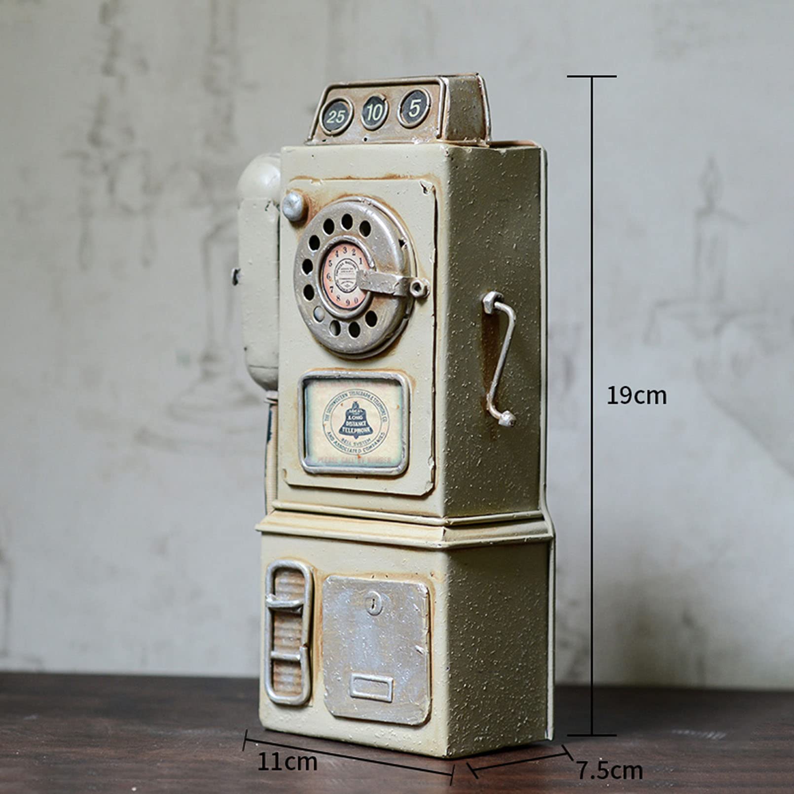 Telefono da parete in stile retrò, con quadrante rotante in metallo anticato, per casa, ufficio, bar, statuetta