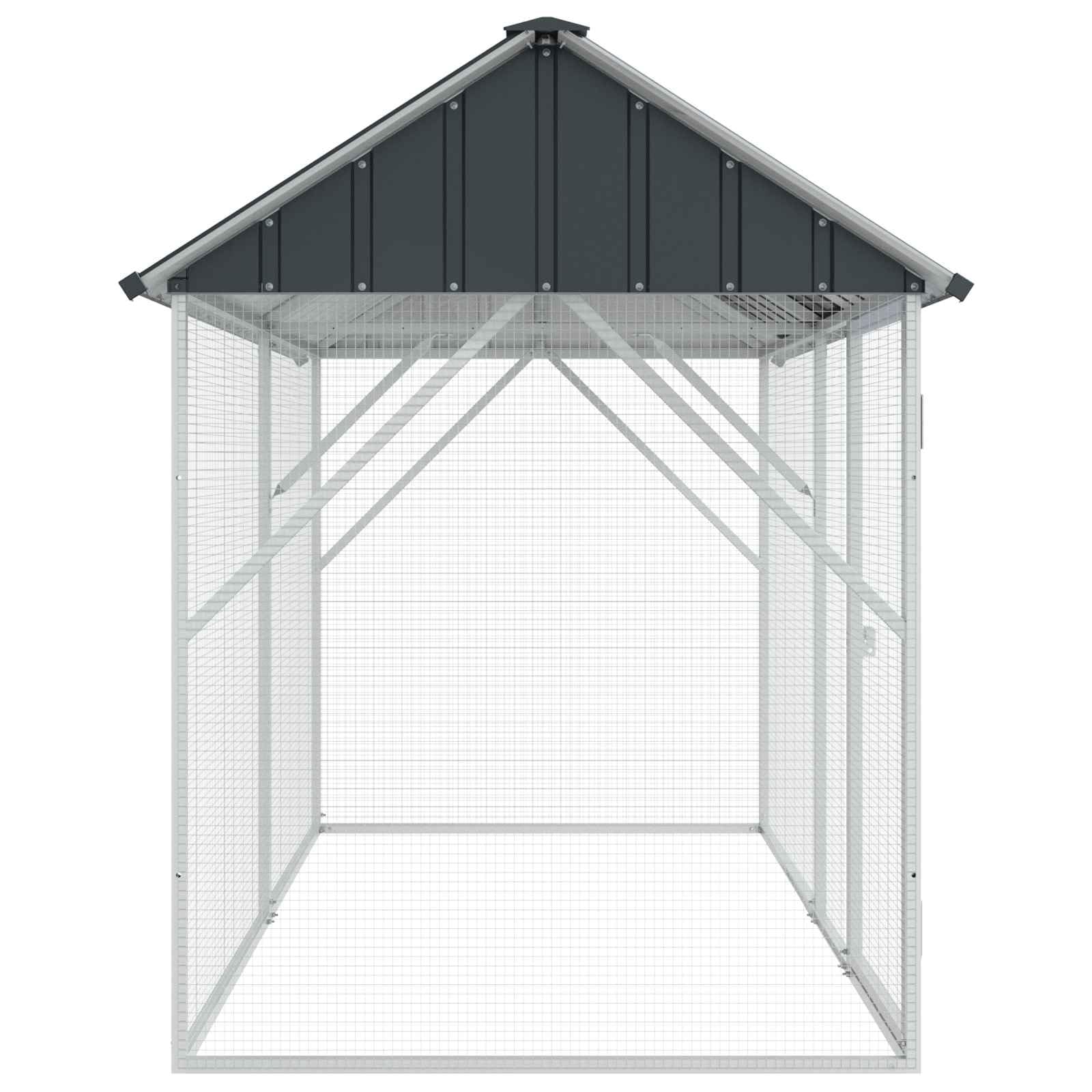 Vogelkäfig Anthrazit Verzinkter Stahl, Garten und Terrasse, modernes, stabiles Vogelhaus, offener Raum für Vögel, rechteckiger Käfig 112 x 227 x 141 cm