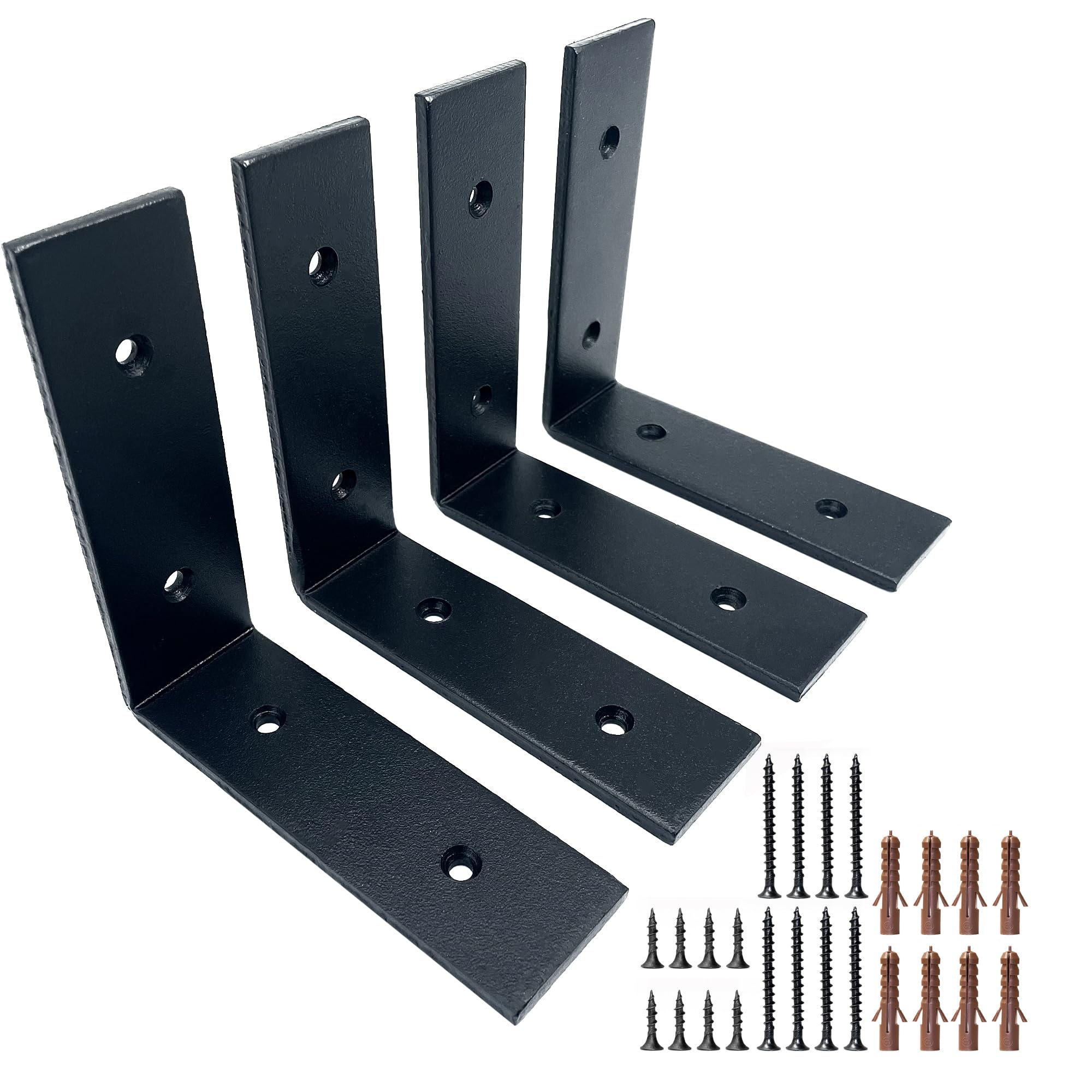 Top Notch Home and Living Four Heavy Duty Metal Shelf Brackets | Steel Flat Brackets for Wooden Wall Shelves | Support 40kgs | Inc Fixtures & Fittings โ image 1